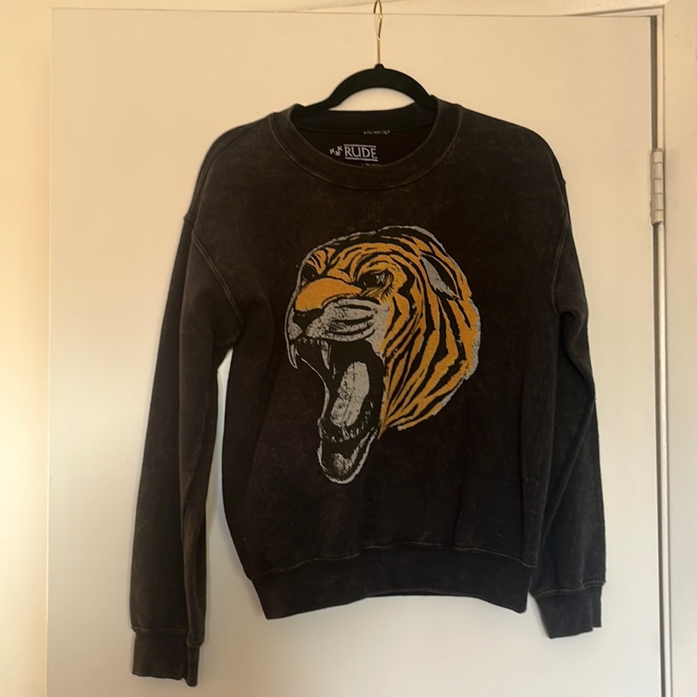 RUDE Charcoal Tiger Graphic Sweater